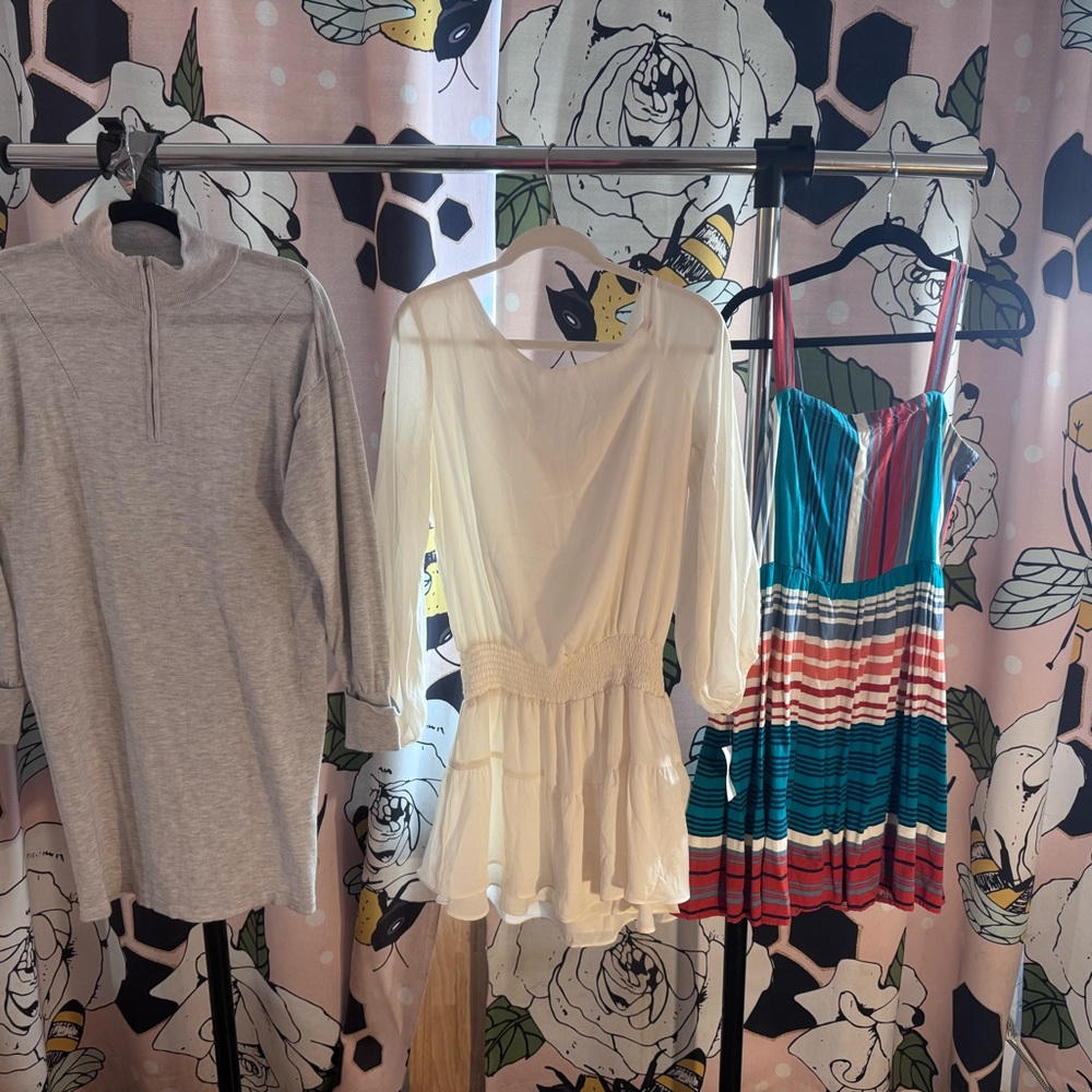 Calvin Klein grey turtleneck sweater dress. Krisa cinched waist dress +1 M